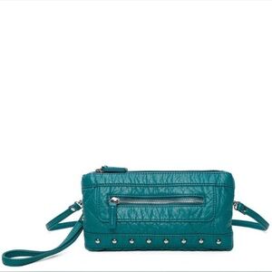 Teal Ampere Vegan Leather Wristlet convertible Crossbody Bag | New in packaging